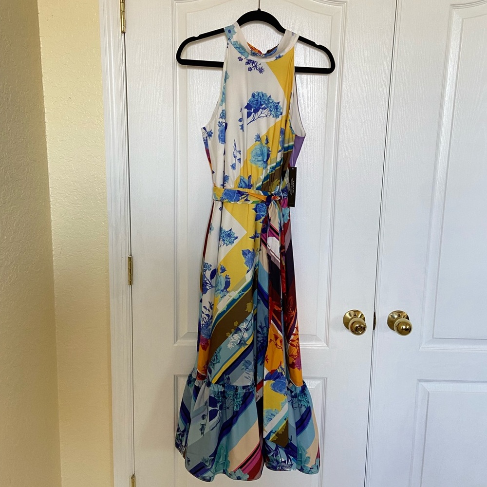 Tahari Midi High Neck Dress